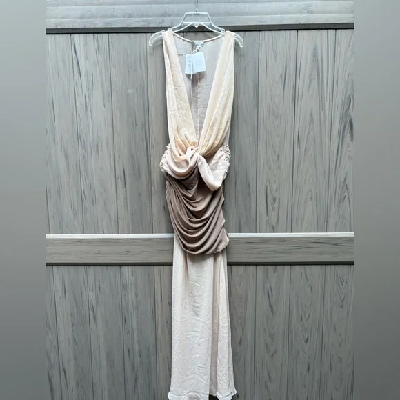 L’Academie by Marianna Marin Midi Dress in Neutral New with Tags!